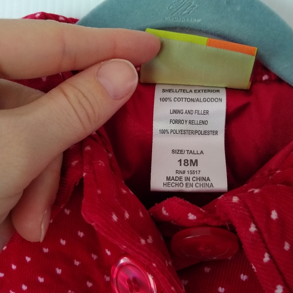 PENELOPE MACK baby girl Red heart peacoat 18 mo - Picture 6 of 7